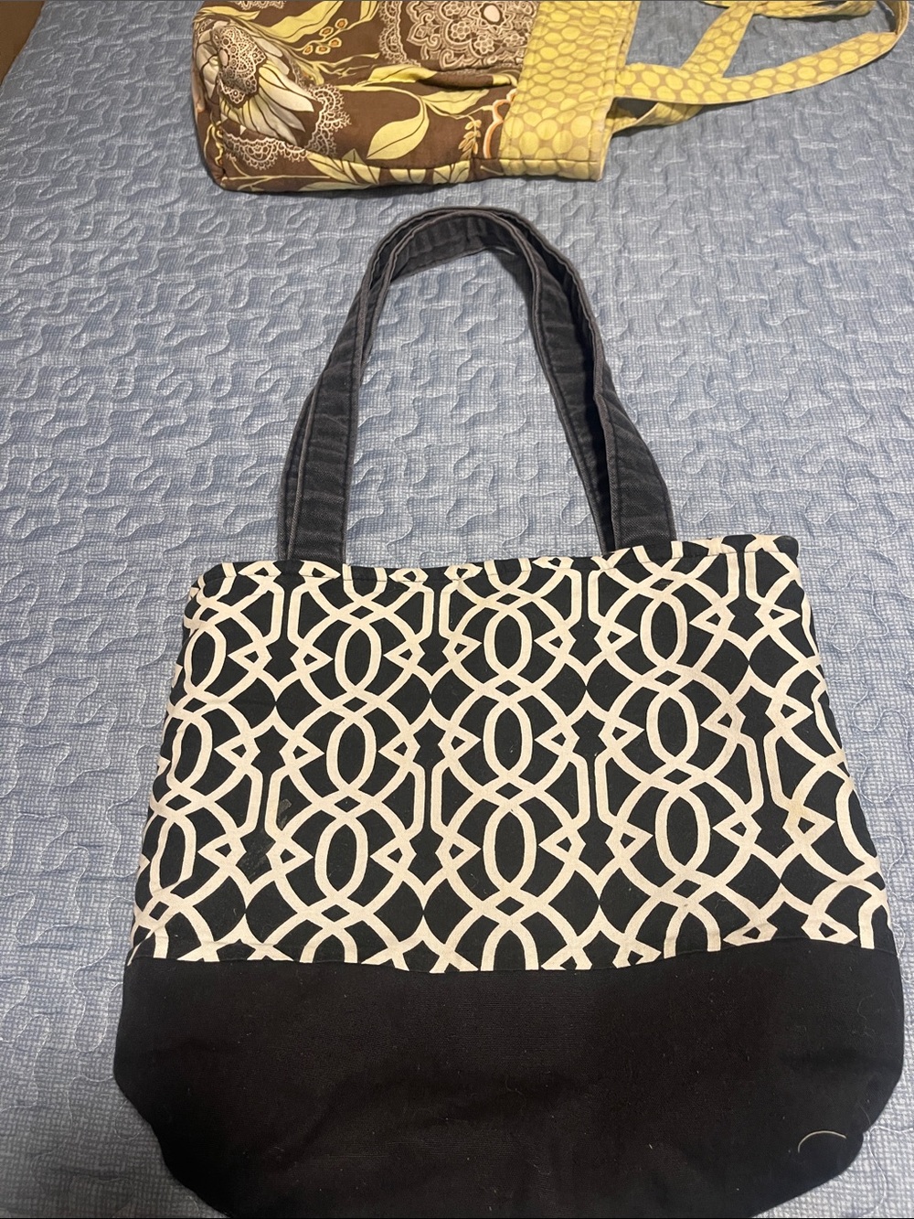 Black & White Geometric Tote Bag - Unbranded